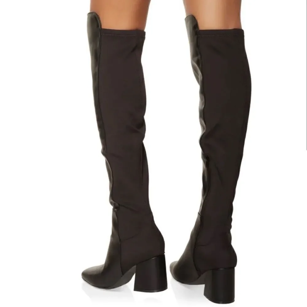 Faux Leather Over the Knee Boots